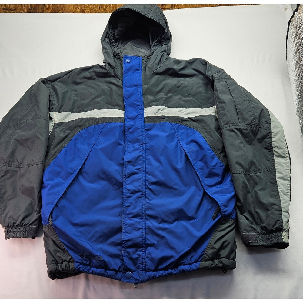 Columbia Sportswear Mens Hooded Colorblock Jacket Blue Grey Silver Full Zip